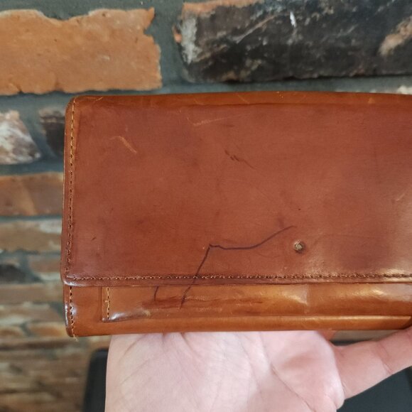 Sézane Gabin Heritage Brown Leather Bi-fold Wallet with Zippered Pocket - Picture 2 of 6